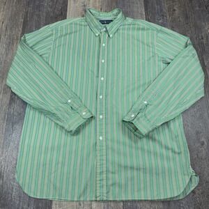 Polo Ralph Lauren Men's XXL Green Blue Striped Button Down Shirt Long Sleeve